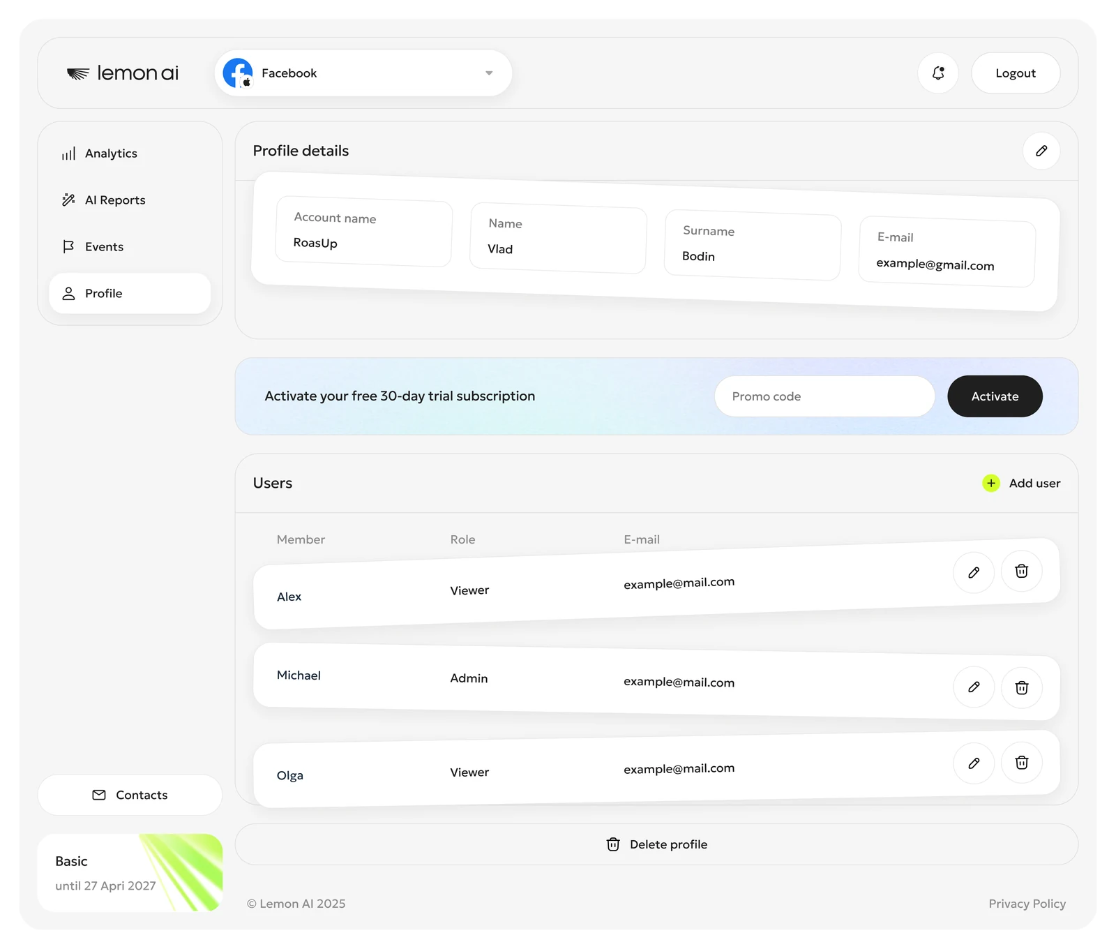 Профиль Lemon AI
