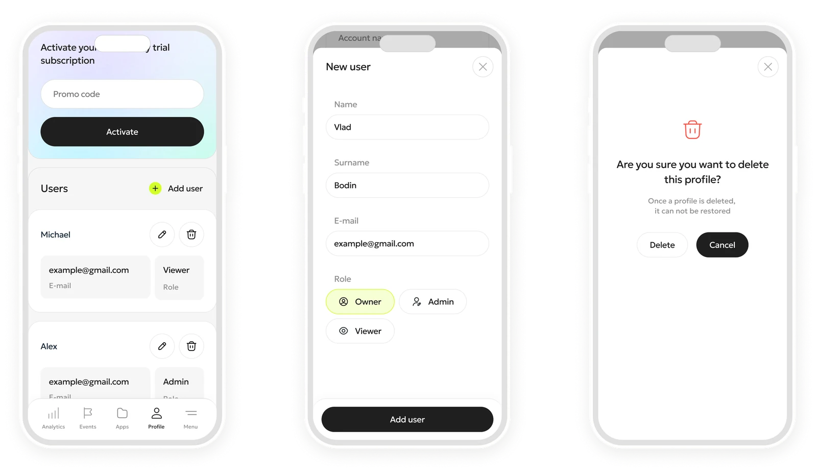 Мобильные экраны профиля Lemon AI